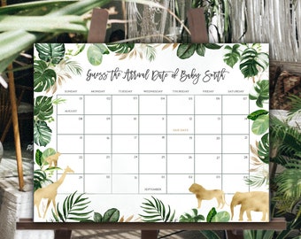 Due Date Calendar Baby Birthday Calendar Editable Baby Shower Games Printable Guess Baby's Birthday Baby Prediction, SPP