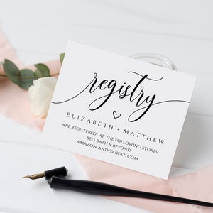 Registry Card, Calligraphy Wedding Registry Card Template, Gift Registry Card, Instant Download, Edit with Templett, SPC