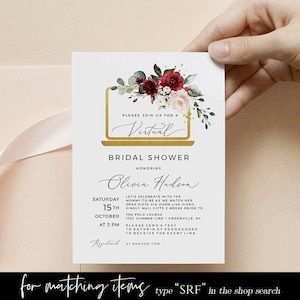 Wedding Invitation Template, Red Floral, Instant Download, Printable Invite, Edit with Templett, SRF image 9