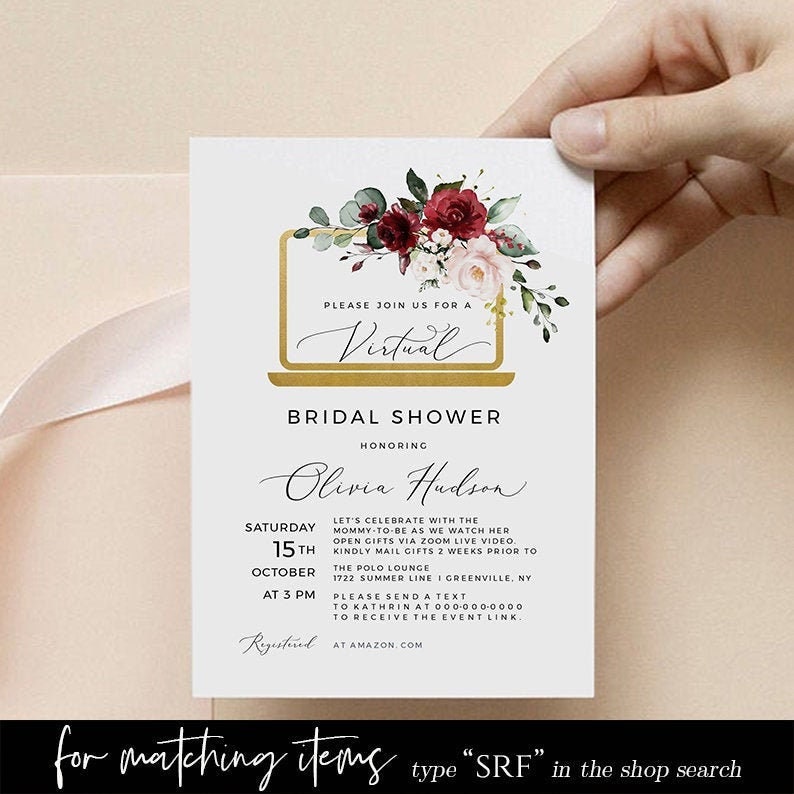 Wedding Invitation Template, Red Floral, Instant Download, Printable Invite, Edit with Templett, SRF image 9
