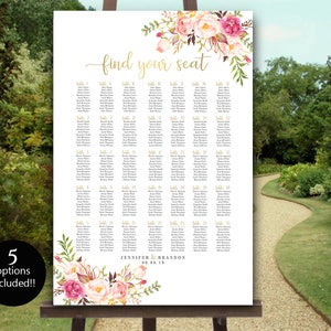 Sjabloon grote zitplaatsen 5 formaten tot 350 bewerkbare zitplaatsen bruiloft tafel poster zitplaatsen plattegrond Vind je tafel bruiloft zitplaatsen bord