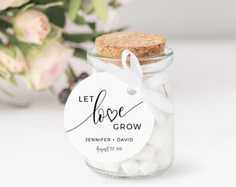 Let Love Grow Tag, Round or Square Label, Wedding Tag, Bridal Shower, Baby Shower, Instant Download, Edit with Templett, SPC