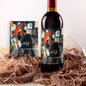 Photo Wine Label Template, Wedding Mr and Mrs Wine Bottle Label, Instant Download, 100% Editable Text, Templett
