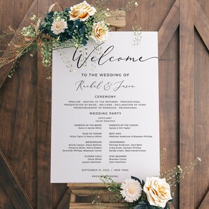 Modern Minimalist Wedding Program Template, Printable Order of Service, Instant Download, SPOM