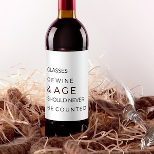 Funny Birthday Wine Bottle Label: Age Quote (Instant Download)