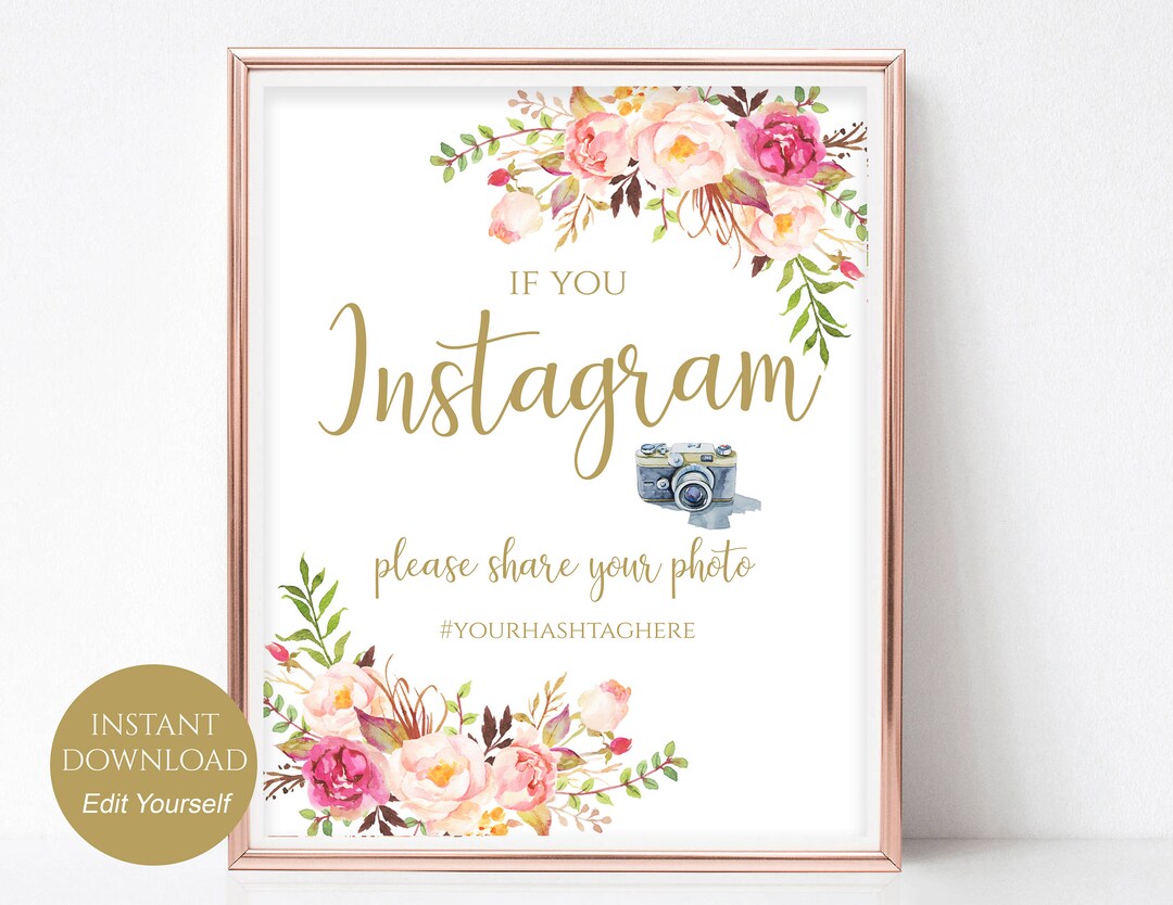 If You Instagram Printable Hashtag Sign, Editable Instagram Sign ...
