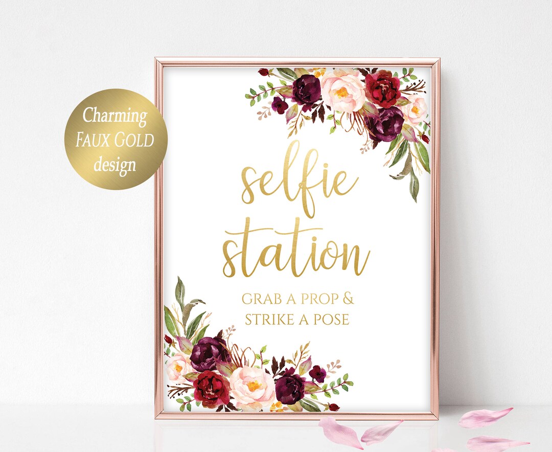 Printable Selfie Station Sign Grab a Prop Strike a Pose Photo Booth ...