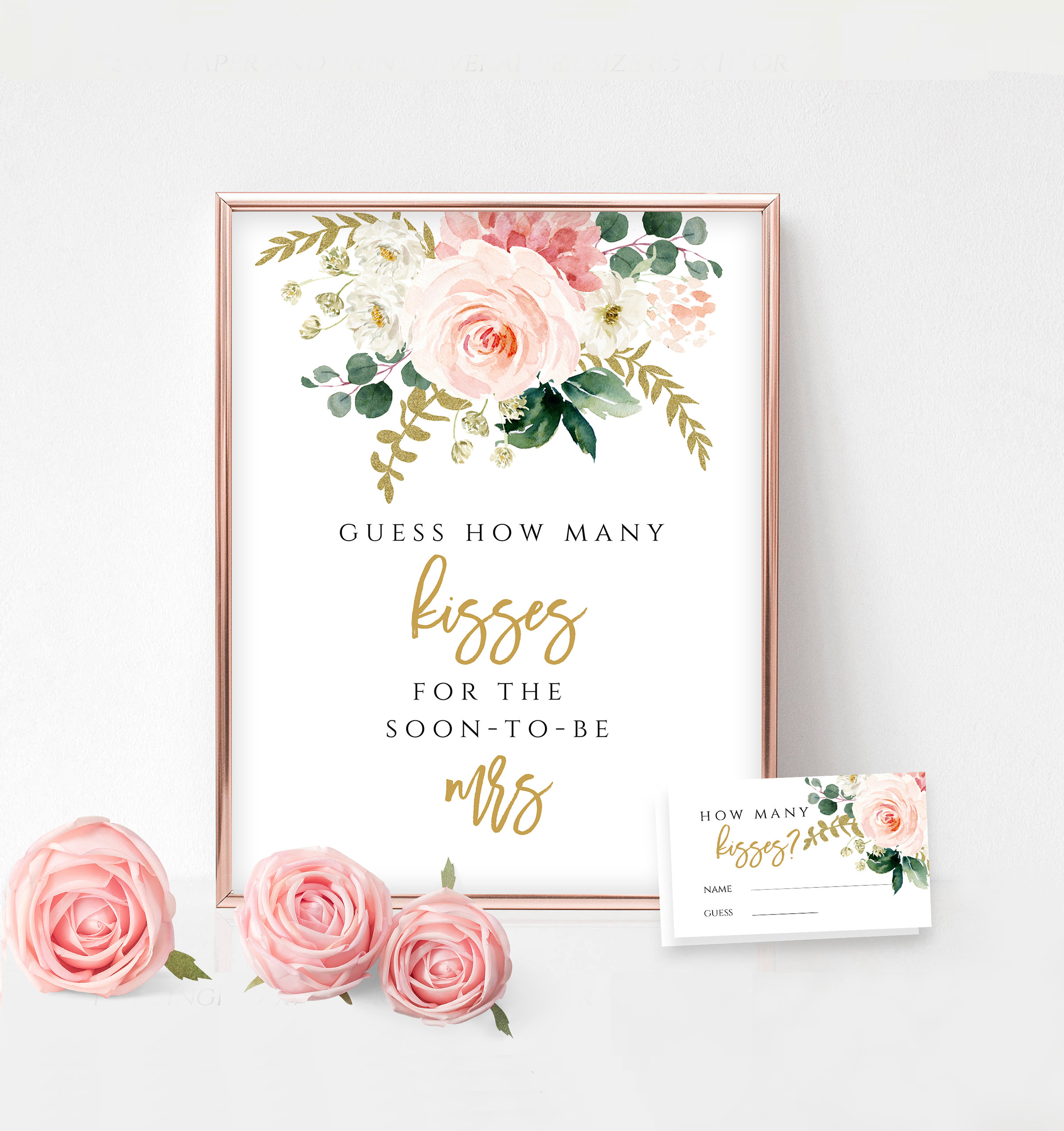 How Many Kisses for the Soon to Be Mrs Bridal Shower Game Etsy