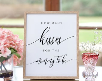 Guess How Many Kisses Sign: Baby Shower Game (Instant Download, SPC)