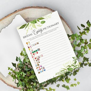 Greenery Bridal Shower Games Bridal Shower Emoji Pictionary Game Wedding Emoji Pictionary Game Bridal Shower Games Pictionary Emoji Game DIY