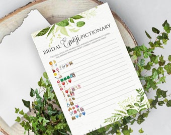 Greenery Bridal Shower Games Bridal Shower Emoji Pictionary Game Wedding Emoji Pictionary Game Bridal Shower Games Pictionary Emoji Game DIY