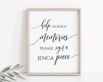 Wedding Jenga Guest Book Sign: Modern Calligraphy (Instant Download, SPC)