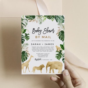 Safari Baby Shower By Mail Invitation Template (Instant Download, SPP)