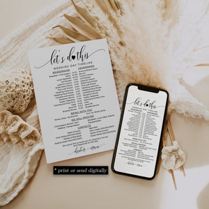 Minimalist Wedding Order of Events Timeline Sign Template, Instant Download, Templett, SPC