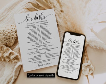 Minimalist Wedding Order of Events Timeline Sign Template, Instant Download, Templett, SPC