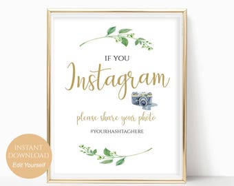 If You Instagram Printable Hashtag Sign Instagram Sign Social Media Sign Hashtag Sign Print DIY Instant Download PDF 8x10, 5x7, 4x6 Jasmine