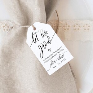 Modern Wedding Favor Tag, Let Love Grow Tag Template, Bridal Shower or Baby Shower, Instant Download, Templett, SPC