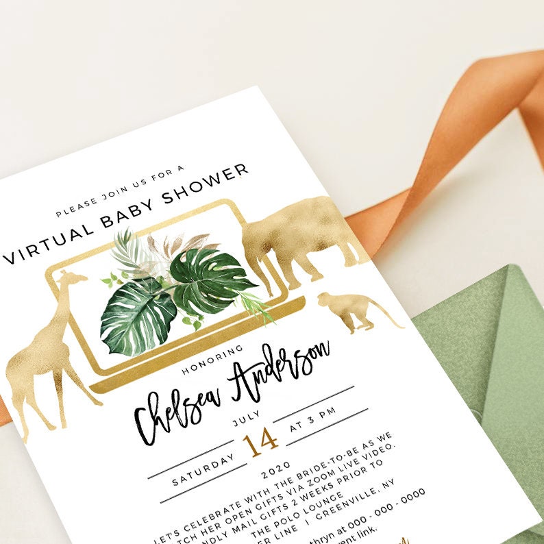 Virtual Baby Shower Invitation Template Social Distancing Baby Etsy