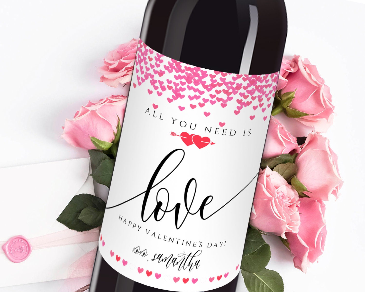 All You Need is Love Wine Bottle Label Valentine's Day Etsy