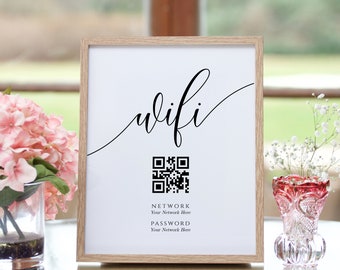 Editable WiFi Password Sign Template: Custom QR Code Print (Digital Download, SPC)