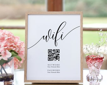 WiFi Password Sign, Editable WiFi Sign Template, Custom WiFi Code Print, Instant Download, Templett, SPC