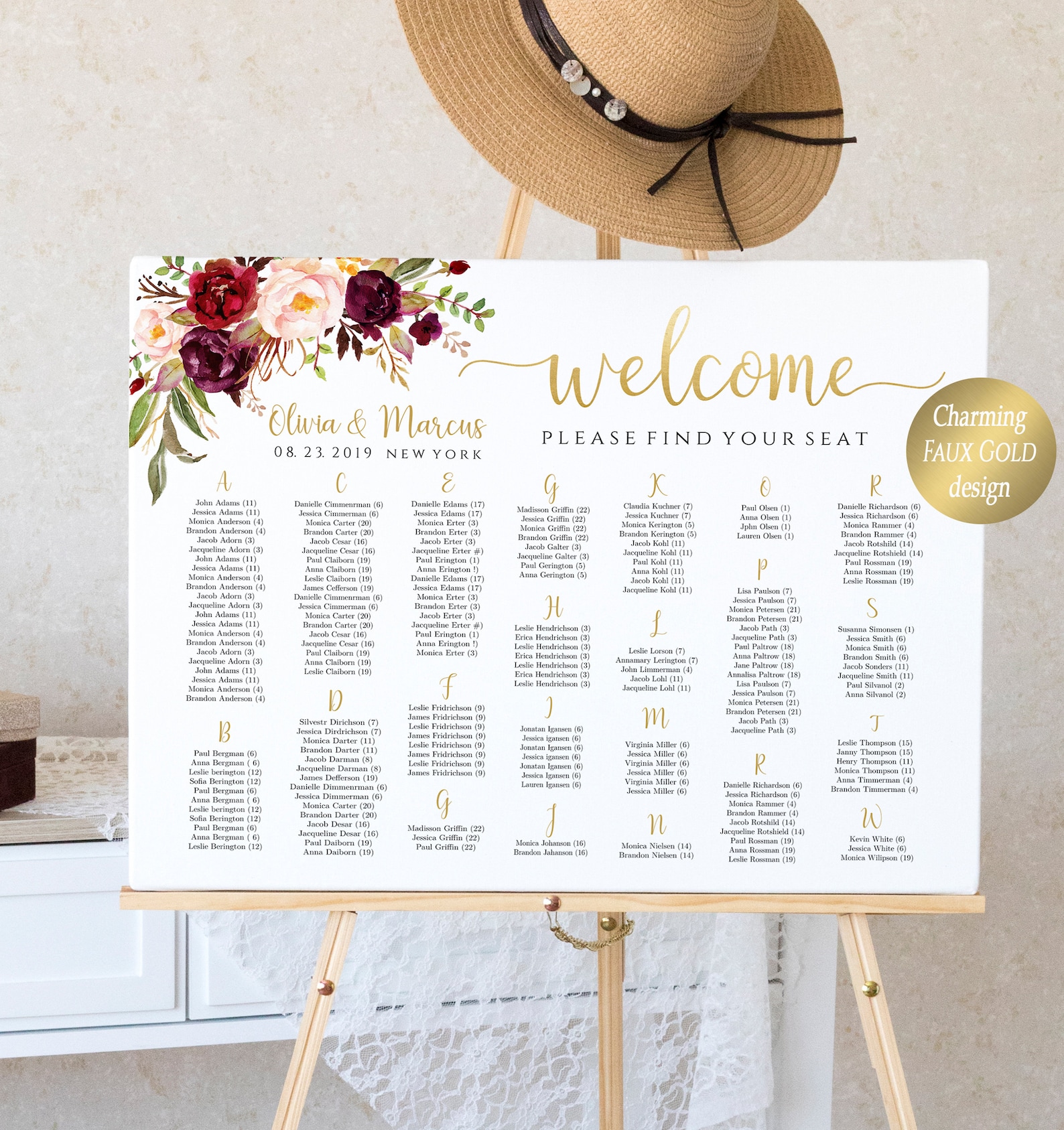 Alphabetical Seating Chart Wedding Seating Chart Find Your Etsy