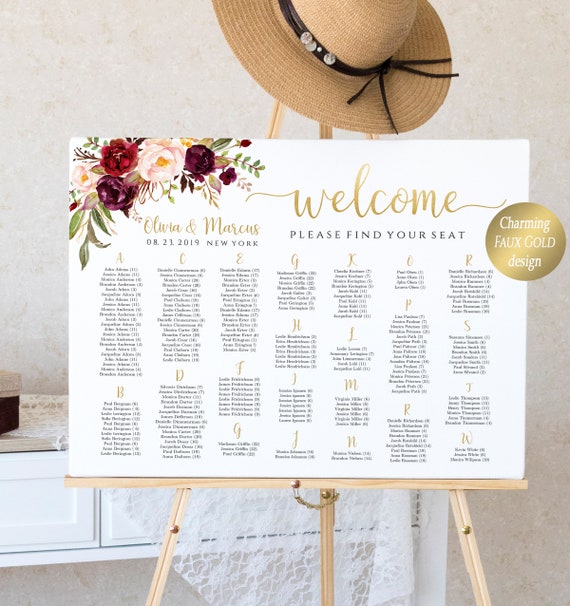 Alphabetical Seating Chart For Wedding