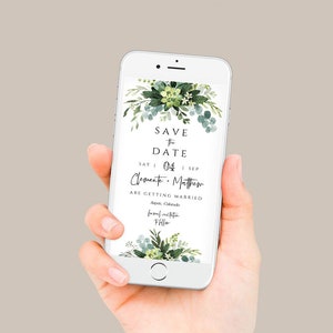 Succulent Save the Date, Electronic Wedding Date Announcement, Editable, Templett, Instant Download, SPS