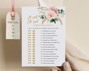 Juego de despedida de soltera "Él dijo, ella dijo": Texto editable (descarga instantánea, SPB)