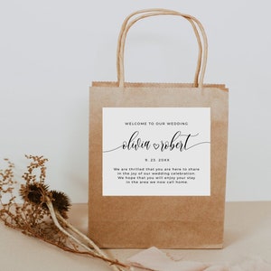 Wedding Welcome Bag Labels, Hotel bag Stickers, Wedding Favours, Editable, Instant Download, Templett, SPC