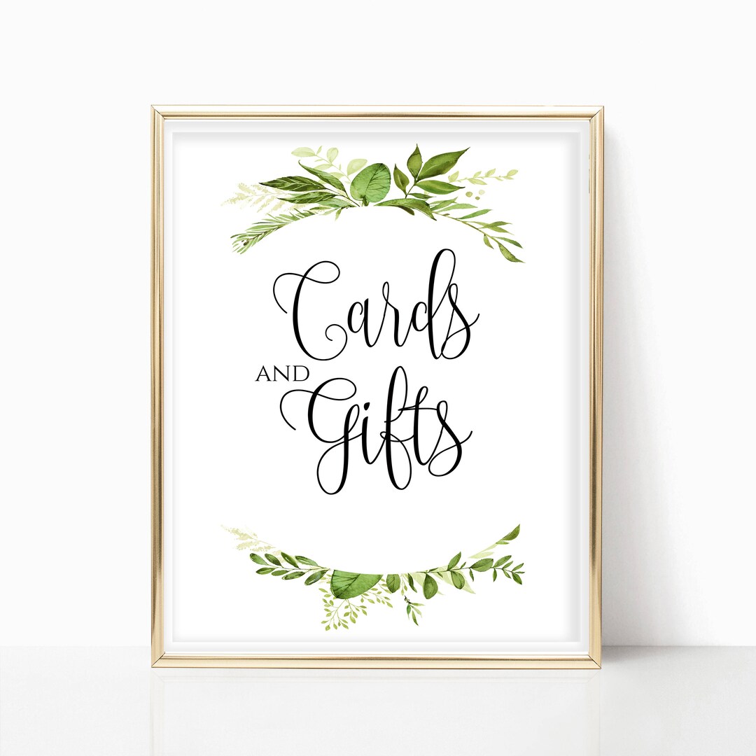 Cards and Gifts Sign: Greenery Wedding Table Decor (digital Download ...