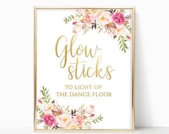 Printable Glow Stick Sign Glow Signs Glow sticks for Wedding Glow Sticks Light up Sign Wedding Dance Floor Rules Dance Party 4x6, 5x7, 8x10