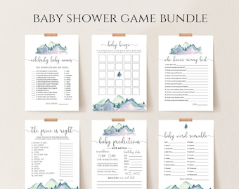 Mountain Baby Shower Games: Editable Cards (Digital Download, SPM)