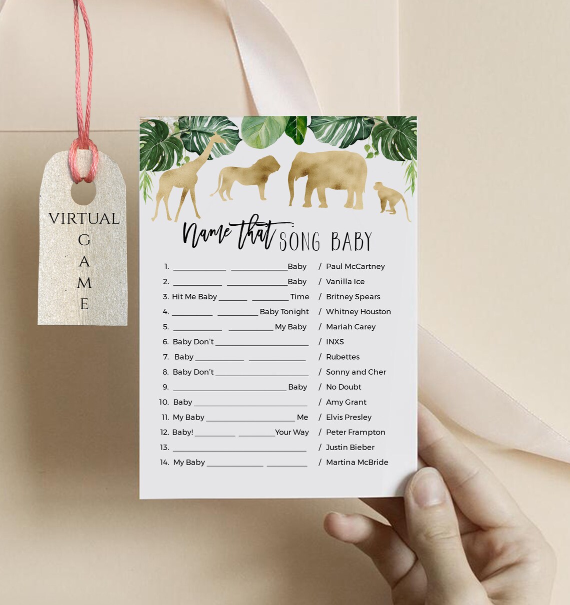 Name That Song Game Template Baby Showertrivia Printable / - Etsy