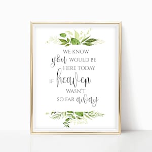 Wedding Memorial Sign: Greenery, Heaven Quote (Digital Download)