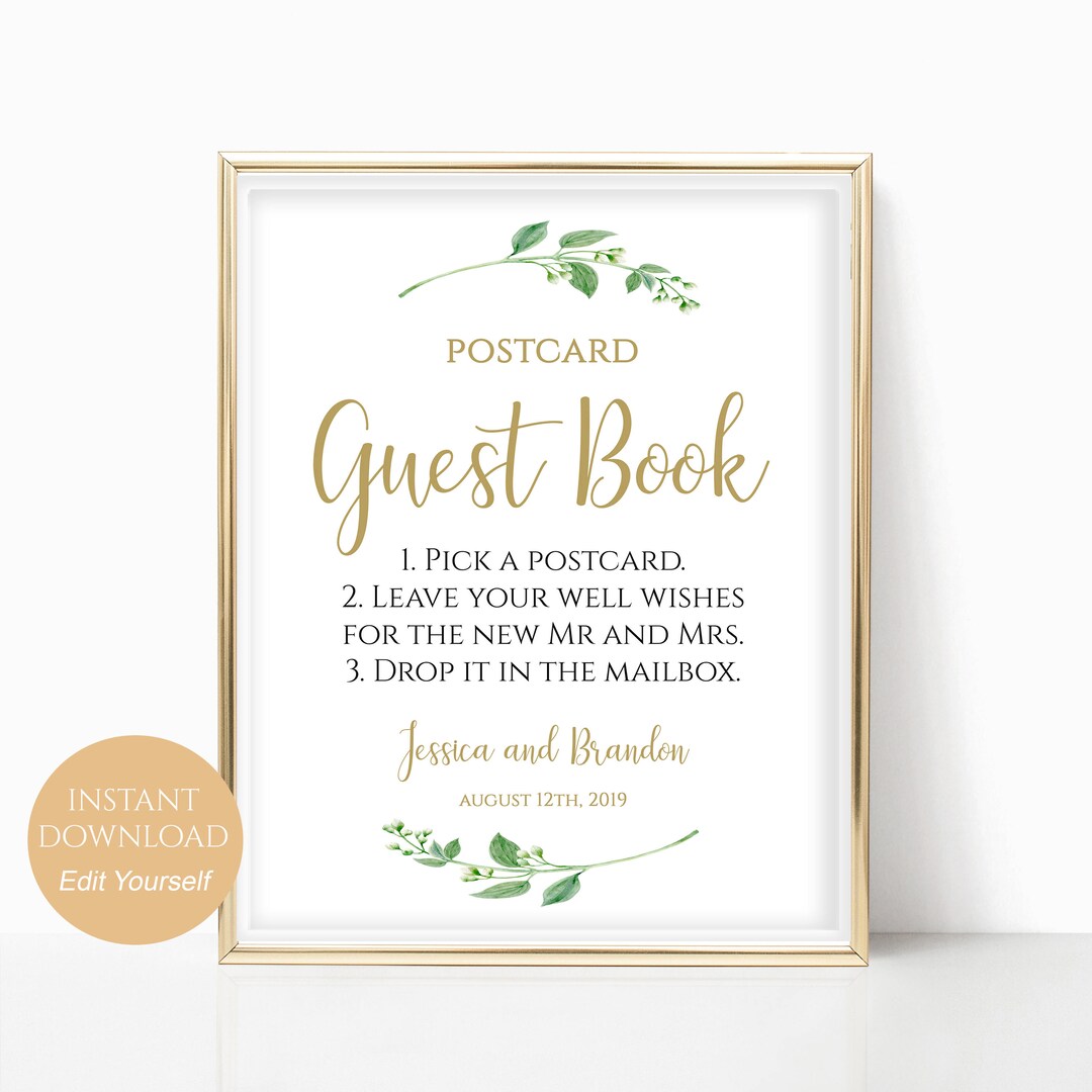 Printable Postcard Guestbook Sign Printable Guest Book Sign Wedding ...