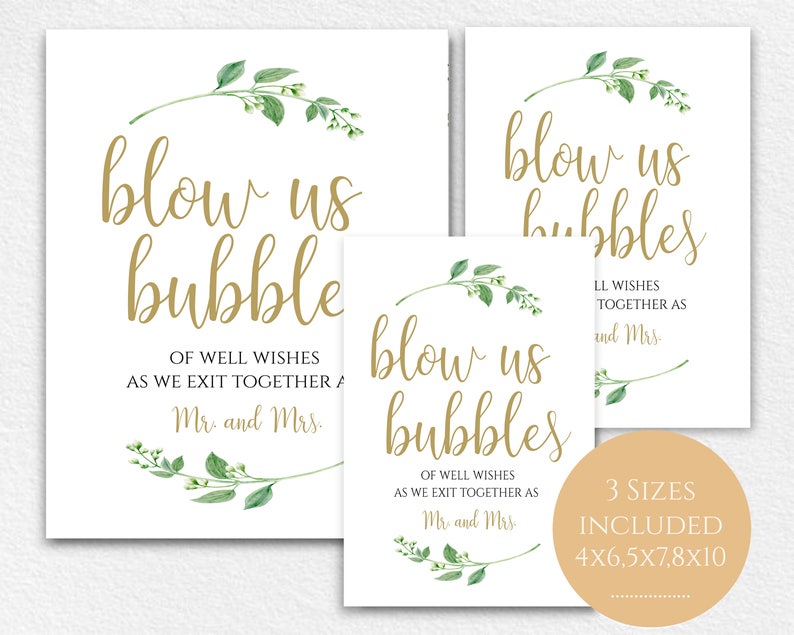 Printable Bubbles Sign Blow Us Bubbles Send off Sign Wedding | Etsy ...