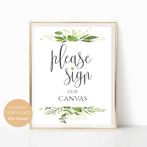 Afdrukbare sjabloon alstublieft ondertekenen teken alstublieft ons canvas, gastenboek, wereldbol, gastenbord, hart, fotolijst, kaart-pdf 4 x 6, 5 x 7, 8 x 10 DIY Greeney