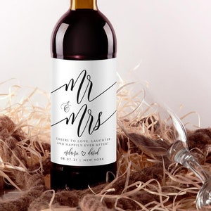 Mr and Mrs Wedding Wine Label Template (Instant Download, SPC)