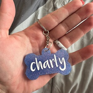 Dog tag, resin dog tag, custom dog tag, custom charm bone tag, dog tag, pet ID, glitter dog tag, designer dog tag, customized tag, collar