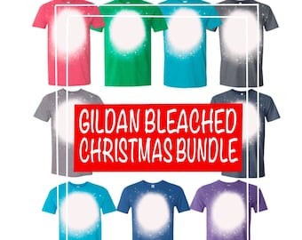 Gildan Softstyle BLEACHED tee Mockups Bundle Christmas Flatlay, Heather Bleached Gildan Mockup, Softstyle Shirt Bundle, Holiday Mockup
