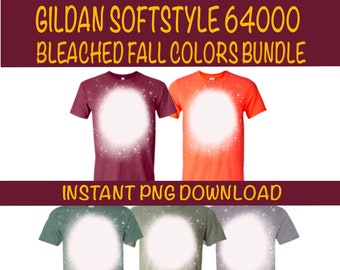 Gildan Softstyle BLEACHED tee Mockups Bundle Fall Flatlay, Heather Bleached Gildan Mockup, Softstyle Shirt Bundle, Gildan 64000  Fall Mockup