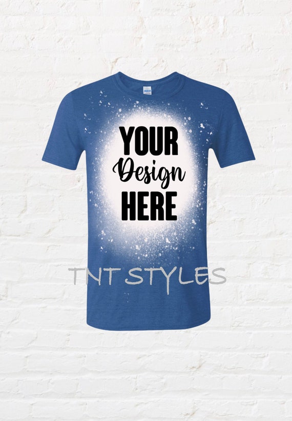 Gildan Heather Royal Bleached Tee Mockup, Bleached Shirts Blank - Main Image