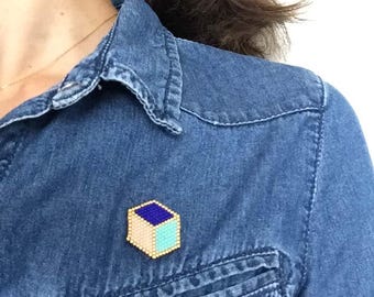 DIY jewelry kit: creating a brooch with Miyuki beads in brickstitch weaving Materials and explanatory booklet included Accessible to beginners