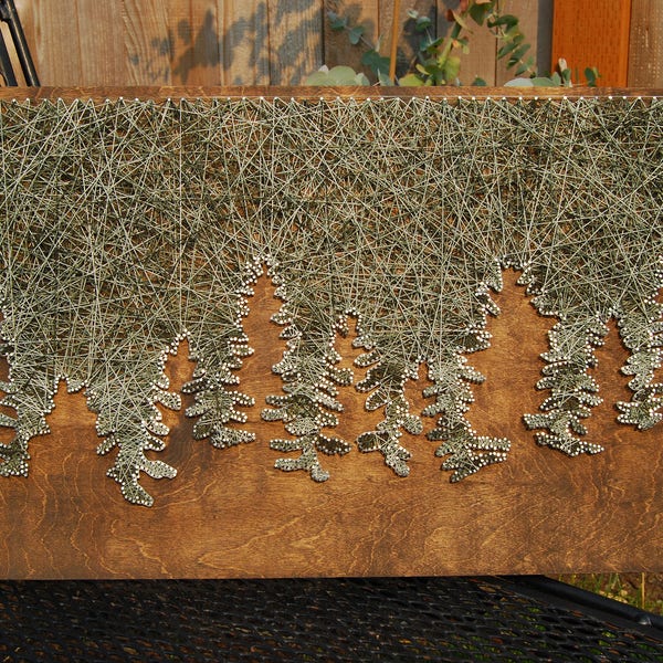 Pine Treeline | Pacific Northwest | String Art | 26"x16" | Made to Order