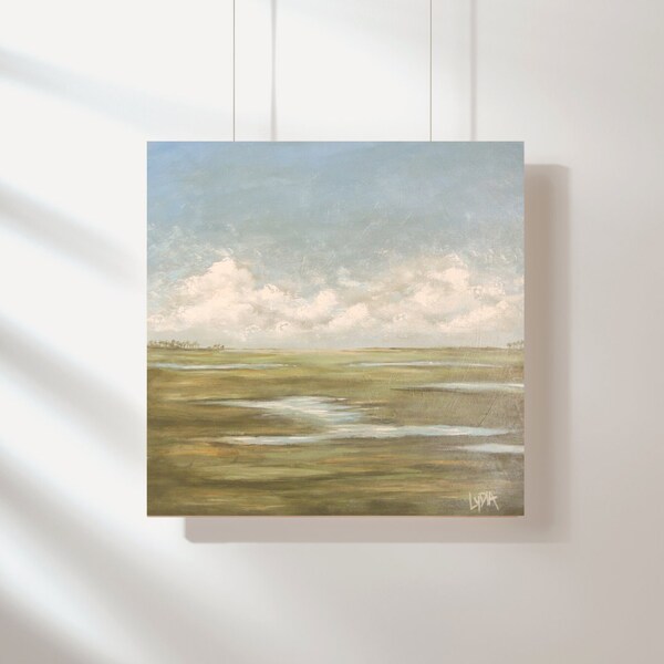 Original Artwork Coastal Landscape, Marsh scene painting, "Georgia Dreams" Beach house, serene painting