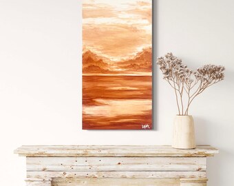 Original acrylic landscape “Edisto Sunset” marshscape lowcountry beach house art with warm tones