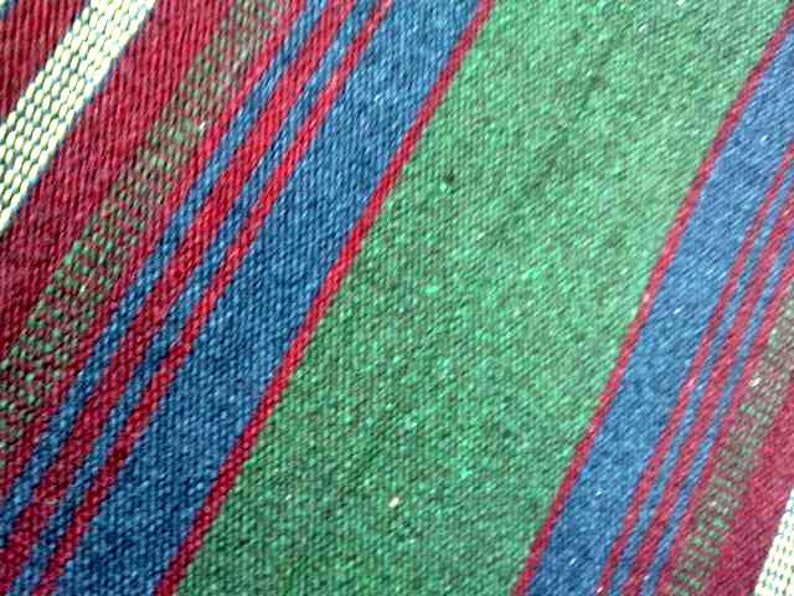 Turkish Vintage Kilim Rug Green Red Striped Rug Organic Wool Blanket Handmade Flat Woven Tribal Nomad Oriental Kelim Boho Rug Rag