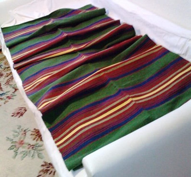 Turkish Vintage Kilim Rug Green Red Striped Rug Organic Wool Blanket Handmade Flat Woven Tribal Nomad Oriental Kelim Boho Rug Rag