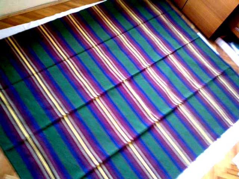 Turkish Vintage Kilim Rug Green Red Striped Rug Organic Wool Blanket Handmade Flat Woven Tribal Nomad Oriental Kelim Boho Rug Rag